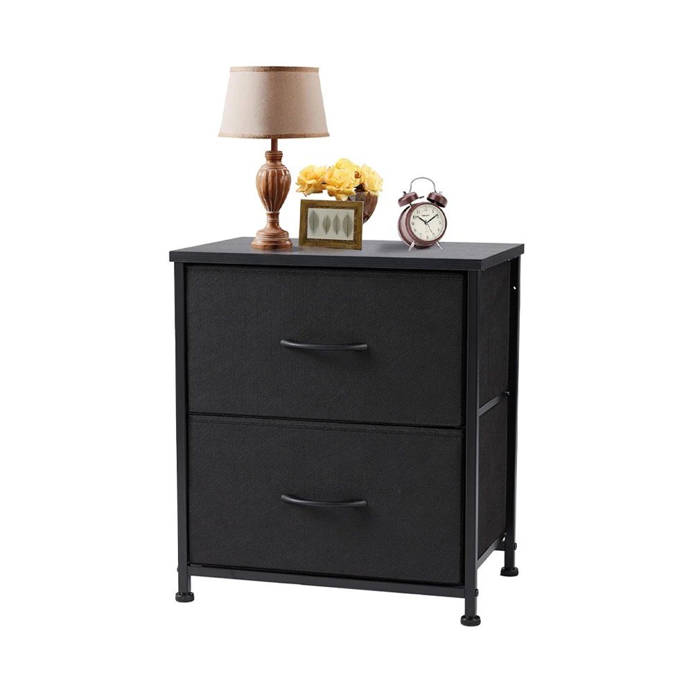 Sweetcrispy Nightstand Small Dresser with 2 Fabric Drawers